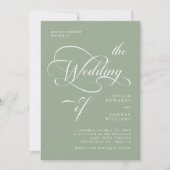 Elegant Calligraphy Wedding Sage Green Einladung (Vorderseite)