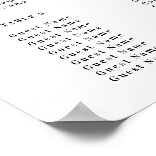 Elegant Calligraphy Wedding Seating Chart  Poster (Ecke)