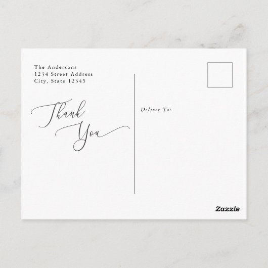 Elegant Calligraphy Wedding Vielen Dank Postkarte (Rückseite)