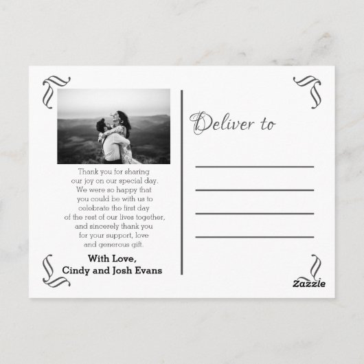 Elegant Calligraphy Wedding Vielen Dank Postkarte (Rückseite)