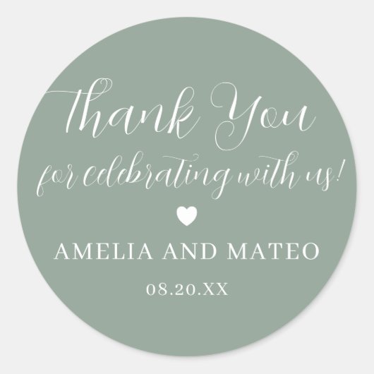 Elegant Calligraphy Wedding Vielen Dank Runder Aufkleber (Vorderseite)