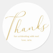 Elegant Calligraphy White Vielen Dank Runder Aufkleber (Vorderseite)