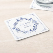 Elegant Calligraphy Wreath Wedding Reception Rechteckiger Pappuntersetzer (angewinkelt)