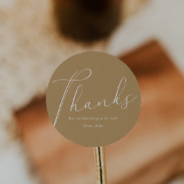 Elegant Calligraphy Yellow Vielen Dank Runder Aufkleber