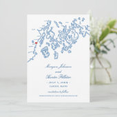 Elegant Camden Maine Map Wedding Save The Date (Stehend Vorderseite)