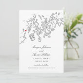 Elegant Camden Maine Map Wedding Save The Date (Stehend Vorderseite)