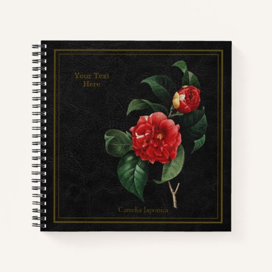 Elegant Camellia Japonica Black Notebook Notizblock (Vorderseite)