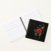 Elegant Camellia Japonica Black Notebook Notizblock (Innenseite)