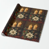 Elegant candle Christmas holly pine warm festive  Geschenkpapier (Ungerollt)