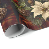 Elegant candle Christmas holly pine warm festive Geschenkpapier (Rolleneckpunkt)