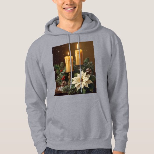 Elegant candle christmas holly pine warm festive hoodie (Vorderseite)