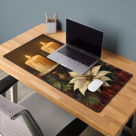 Elegant candle Christmas holly pine warm festive Schreibtischunterlage (Büro 2)