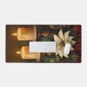 Elegant candle Christmas holly pine warm festive  Schreibtischunterlage (Tastatur & Maus)