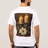Elegant candle christmas holly pine warm festive  T-Shirt (Rückseite)