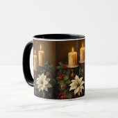 Elegant candle Christmas holly pine warm festive  Tasse (Vorderseite Links)