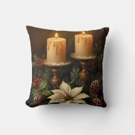 Elegant candle holly pine warm festive christmas kissen