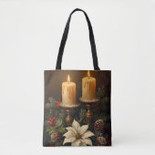 Elegant candle holly pine warm festive christmas tasche (Vorderseite)
