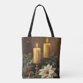 Elegant candle holly pine warm festive christmas tasche (Rückseite)