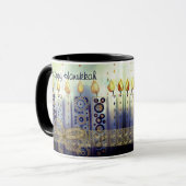Elegant Candles Happy Hanukkah Tasse (Vorderseite Links)