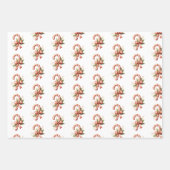 Elegant Candy Cane with Red Bow Set of 3 Christmas Geschenkpapier Set (Vorderseite)