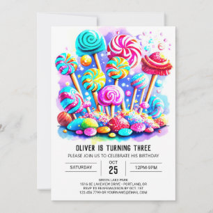 Elegant Candy Editable Birthday Einladung