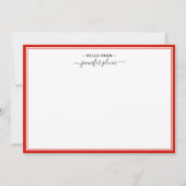Elegant Candy Red Script 'Hello From' Mitteilungskarte (Vorderseite)