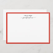 Elegant Candy Red Script 'Hello From' Mitteilungskarte (Vorne/Hinten)