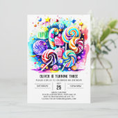 Elegant Candyland Printable Birthday Einladung (Stehend Vorderseite)