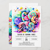 Elegant Candyland Printable Birthday Einladung (Vorne/Hinten)