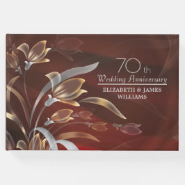 Elegant Caoba Floral 70. Hochzeitstag Gästebuch