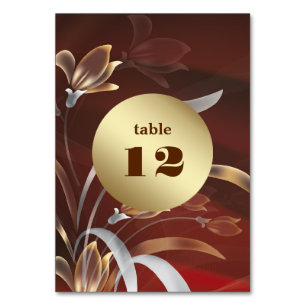 Elegant Caoba   Gold Floral Tischnummer Cards