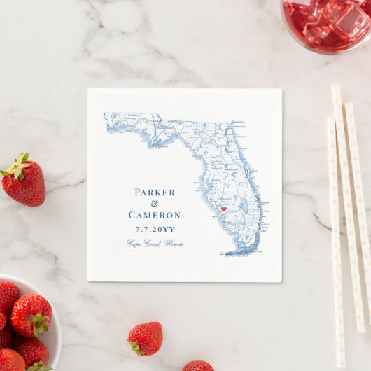 Elegant Cape Coral Florida Map Wedding Serviette (Beispiel)