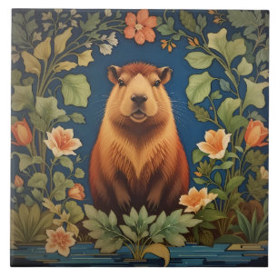 Elegant Capybara William Morris Inspiriert Fliese