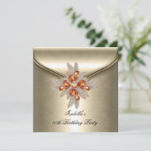 Elegant Caramel Beige Amber Geburtstagsparty Einladung (Stehend Vorderseite)