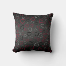 Elegant Carmin Red Gray Black Hearts Muster