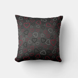 Elegant Carmin Red Gray Black Hearts Muster Kissen