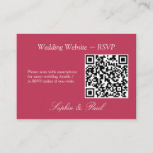 Elegant Carmine Magenta QR Code Website RSVP Card