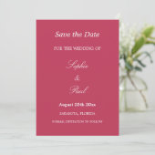 Elegant Carmine Magenta Wedding Save the Date (Stehend Vorderseite)