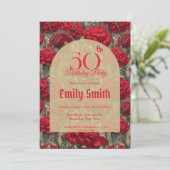 Elegant Carnation Accent Adult Birthday Einladung (Stehend Vorderseite)