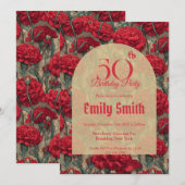 Elegant Carnation Accent Adult Birthday Einladung (Vorne/Hinten)