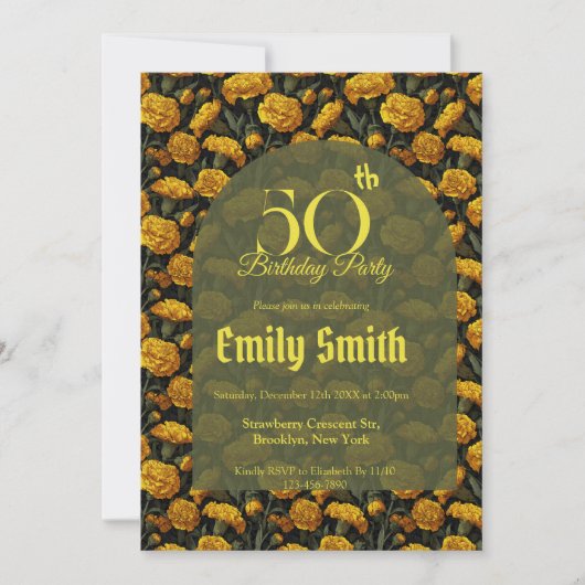 Elegant Carnation Luxury 50Th Birthday Einladung (Vorderseite)