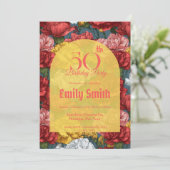 Elegant Carnation Themed Milestone Birthday Einladung (Stehend Vorderseite)