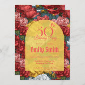 Elegant Carnation Themed Milestone Birthday Einladung (Vorne/Hinten)