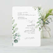 Elegant Cascading Eucalyptus Wedding Rounded Einladung (Stehend Vorderseite)