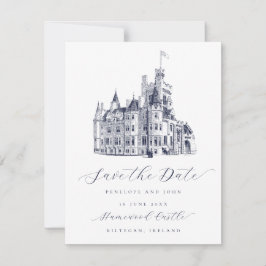 Elegant Castle Illustration Script Wedding Save The Date