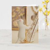 Elegant Cat Harpist – Greeting Card Karte (Gelbe Blume)
