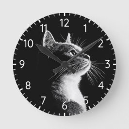 Elegant Cat Runde Wanduhr