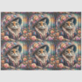 Elegant Cat Victorian Flower Garden Decoupage Seidenpapier (Vorderseite)