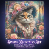 Elegant Cat Victorian Flower Garden Decoupage  Seidenpapier