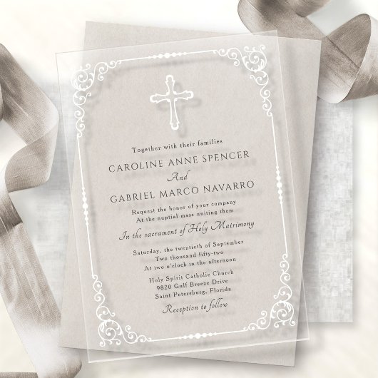 Elegant Catholic Mass Wedding Acryleinladungen